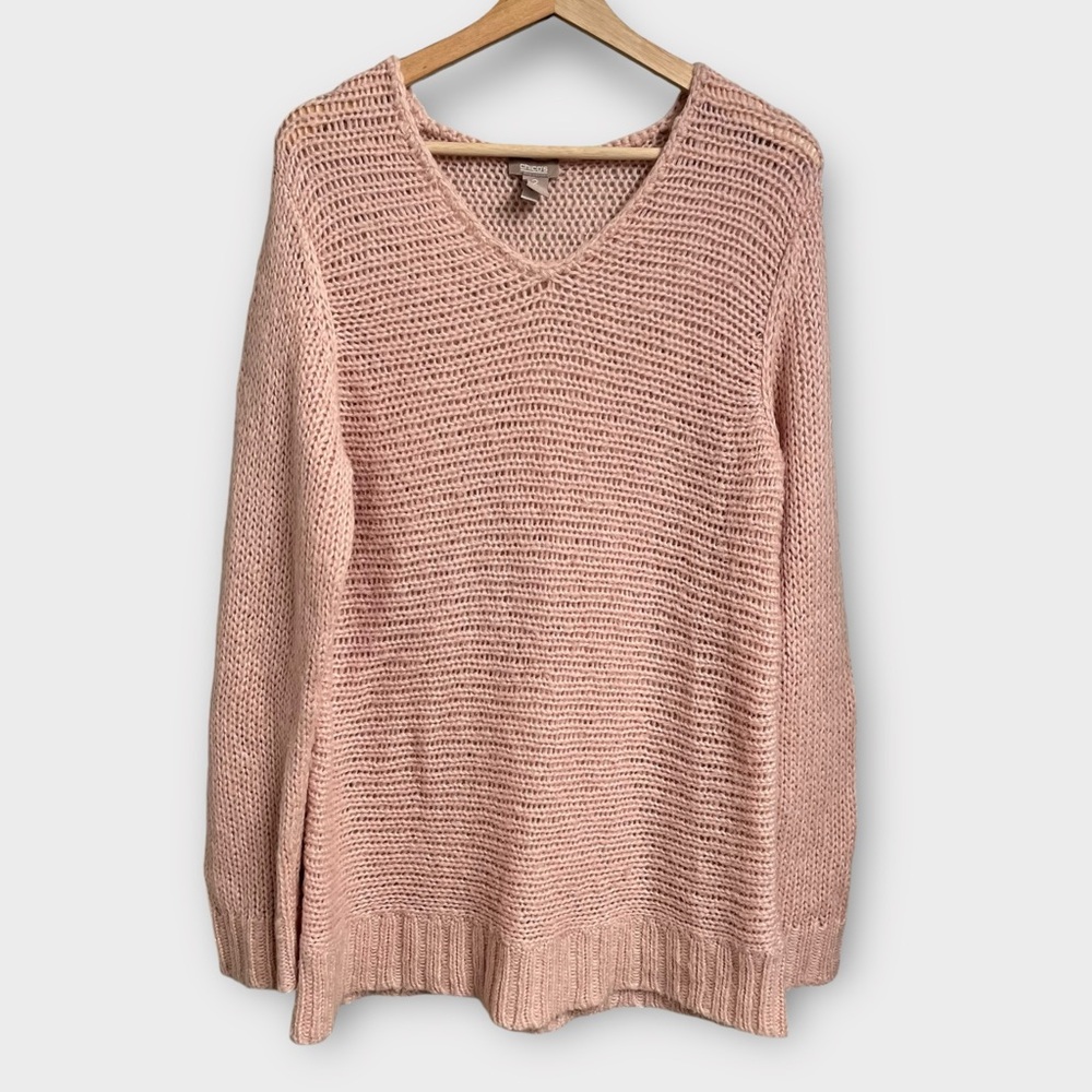 Chicos Blush Pink Mohair Sweater Wool Women’s Size 2 Large